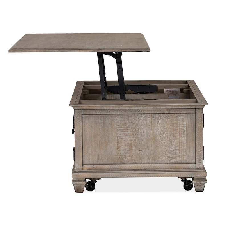 Magnussen Home Lancaster Dovetail Grey Lift Top Storage Cocktail Table with Casters - 50''W x 28''D x 18.5''H