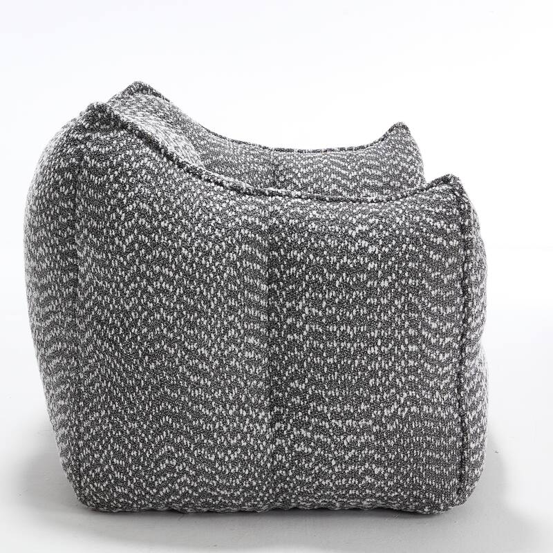 Chenille Square Bean Bag Chair, High Resilience Foam Lounge Chair, Cozy Aldult Lazy Sofa with Curved Armrests and Backrest
