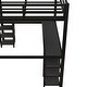 preview thumbnail 13 of 11, Black+Brown Full Size Metal Loft Bed with Desk, Shelves, Ladder, and Guardrails