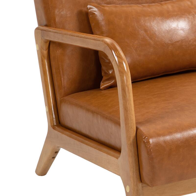 Mid Century Solid Wood Upholstered Accent Chair