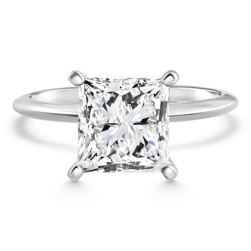 Bliss Diamond Certified 3.05Ct Natural Princess Cut Diamond Engagement Solitaire Ring Platinum