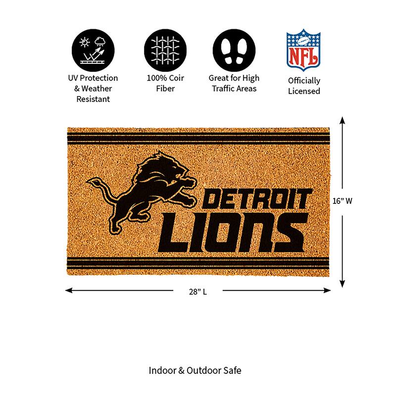 Detroit Lions Monochrome Indoor/Outdoor Coir Door Mat