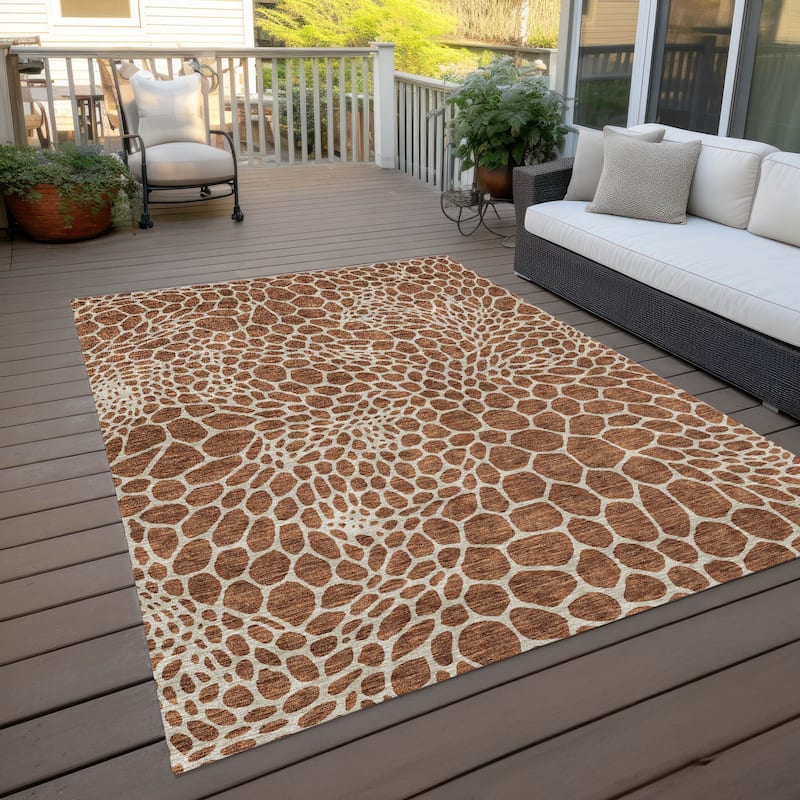 Machine Washable Indoor/ Outdoor Chantille Animal Print Rug