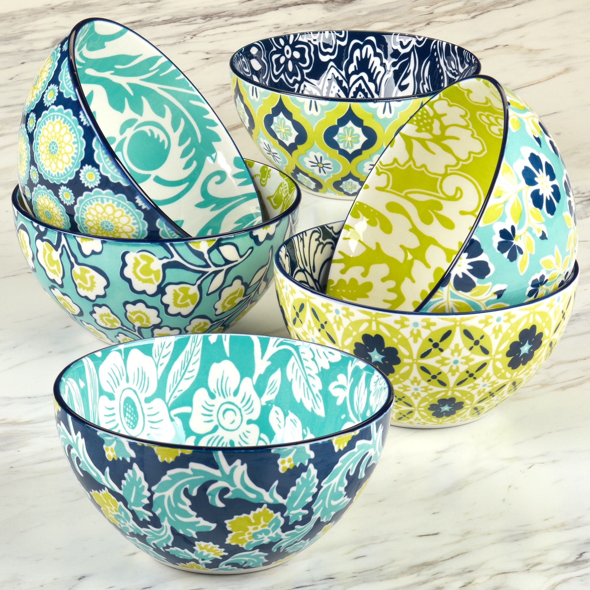 Certified International Tapestry Set of 6 All Purpose Bowl 6" 6 asst - 6" Diam x 3"