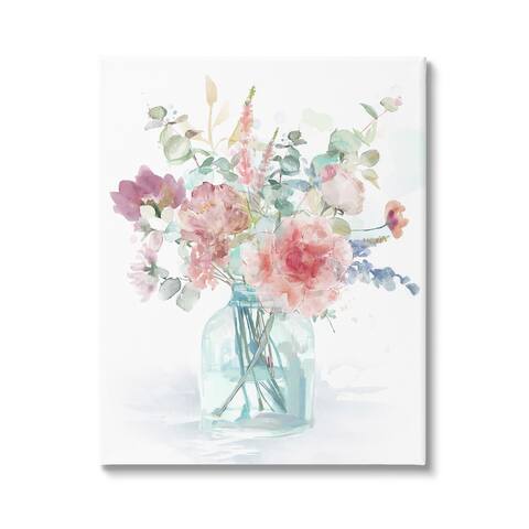 Stupell Industries Spring Bloom Rose Bouquet Pastel Flower Watercolor Canvas Wall Art - Multi-Color