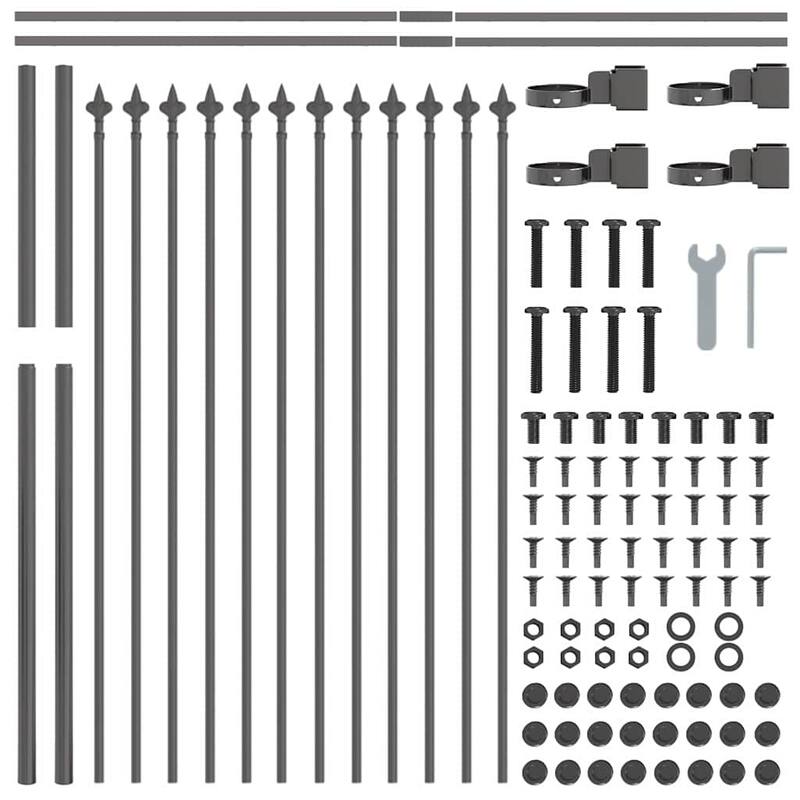vidaXL Garden Fence Grey Powder-coated Steel