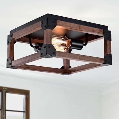 Irmina 12 Inch Industrial Farmhouse Flush Mount with 2-Light