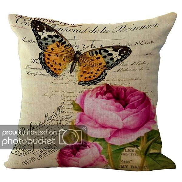 Shop Floral Butterfly Printed Cushion Cover Chezmax Cotton Linen