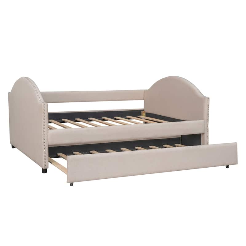 Full size Upholstered Daybed with Twin Size Trundle - Bed Bath & Beyond ...