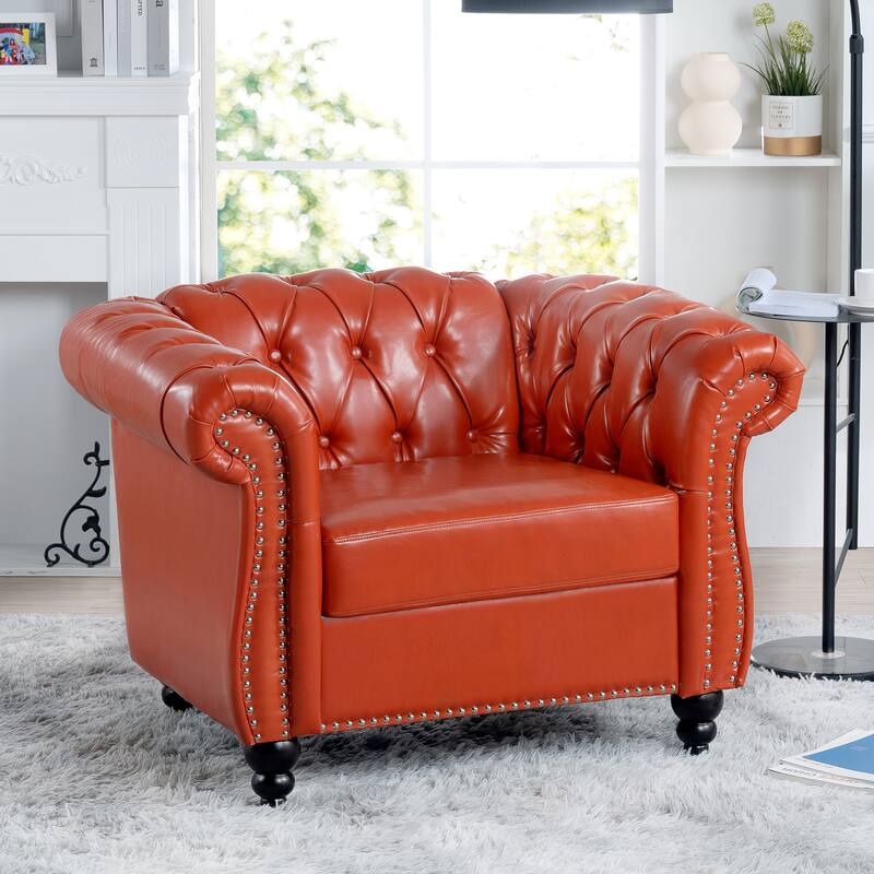 HCHAIRH Tufted Rolled Arm Seater Sofa Chair For Living Room