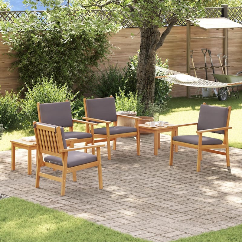 vidaXL 3/4/5/6 Piece Garden Sofa/Dining/Bistro Set with Cushions Solid Wood Acacia