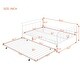 preview thumbnail 3 of 9, White Full Day Bed with Trundle Bed Twin, Metal Daybed with Trundle Twin Size and Curved Handle Headboard, Space Saving Daybed