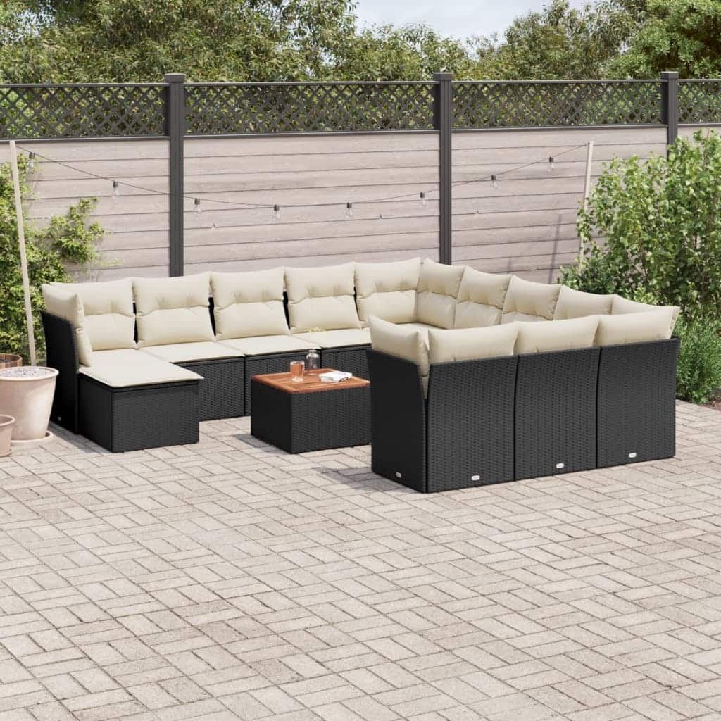 vidaXL Patio Sofa Set with Cushions Outdoor Furniture 13 Piece Poly Rattan - 25.8 x 24.4 x 27.2
