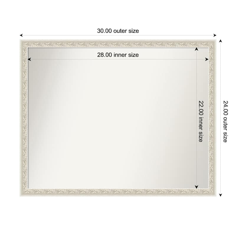 Bethany Non-Beveled Wood Framed Bathroom Vanity Wall Mirror - 30 x 24 in - Bethany Silver