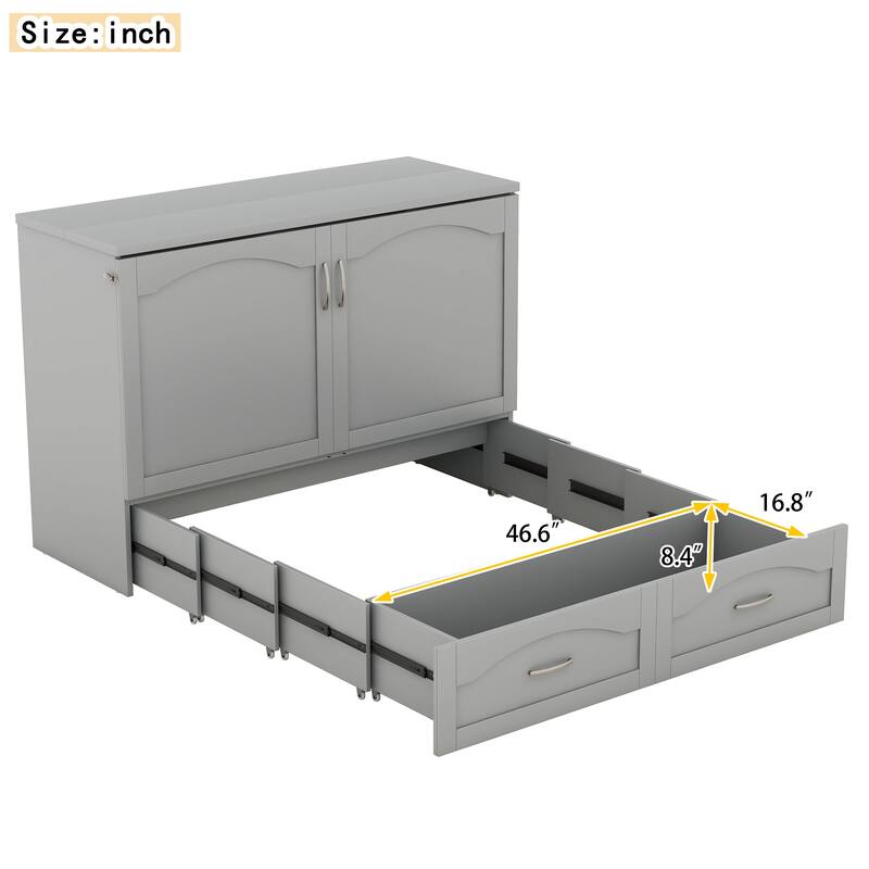 Full Size Murphy Wall Bed with drawer and Sockets and USB Ports