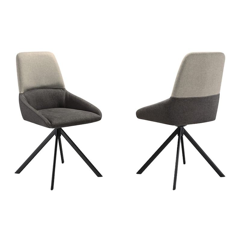 Black/Gray Fabric Upholstered Metal Frame Dining Chair, Sturdy Dining Chair for Dining Rooms - 20.5