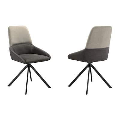 Black/Gray Fabric Upholstered Metal Frame Dining Chair, Sturdy Dining Chair for Dining Rooms - 20.5