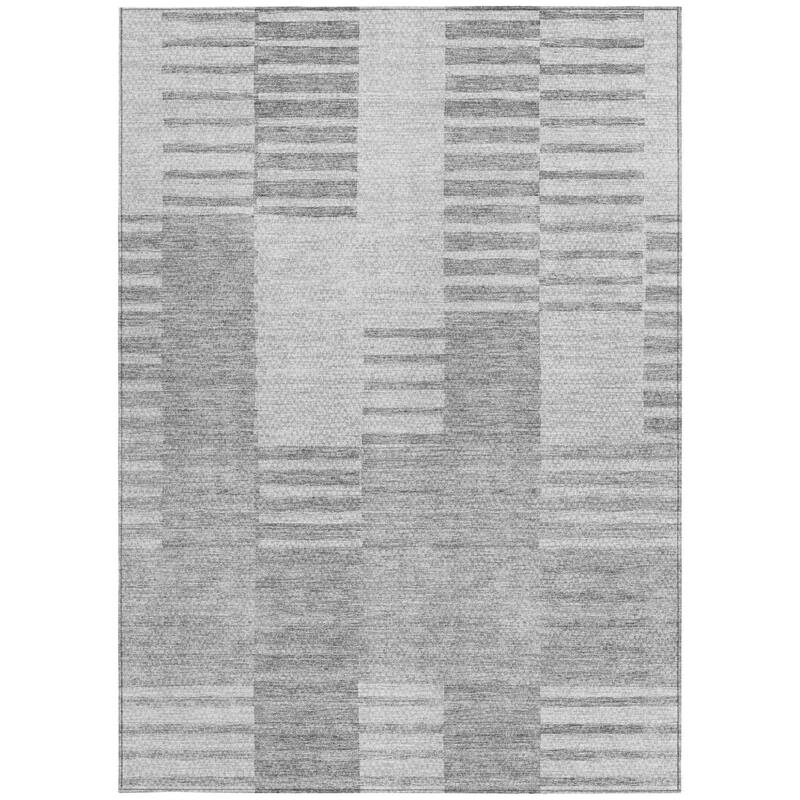 HomeRoots Striped Transitional Rectangle Outdoor Rug