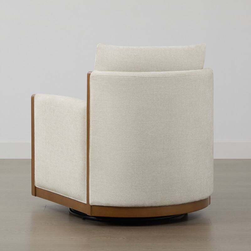 Carina Upholstered Swivel Accent Barrel Chair with Wood Frame