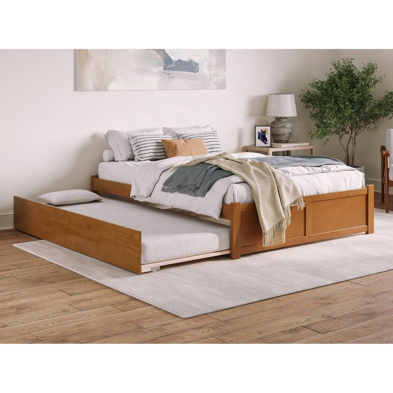 Concord Bed with Footboard and Twin Extra Long Trundle - Light Toffee - Queen