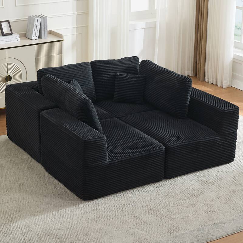 Modular Sectional Sofa Corduroy Customizable Living Room Sofa