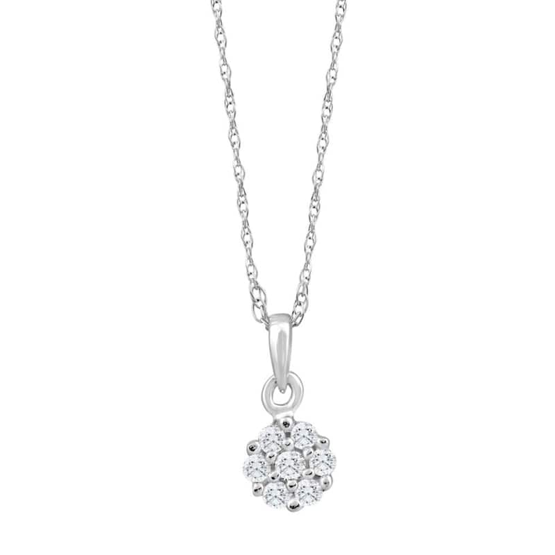 Small Pave Real Diamond Pendant White Gold 18" Women's Necklace