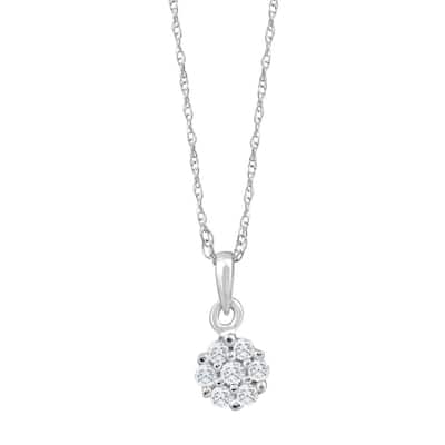 Small Pave Real Diamond Pendant White Gold 18" Women's Necklace