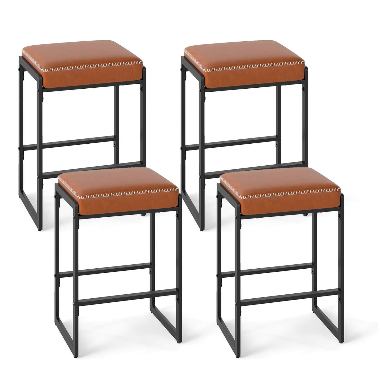 Costway 26” Bar Stools Set of 2/4 with Faux Leather Upholstered Seat, - See Details