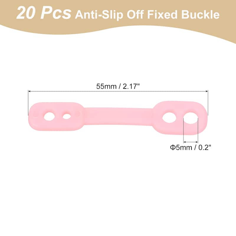 20Pcs Clothes Hanger Windproof Strip, Anti-Slip Off Fixed Buckle - 55mm/2.17" - Pink