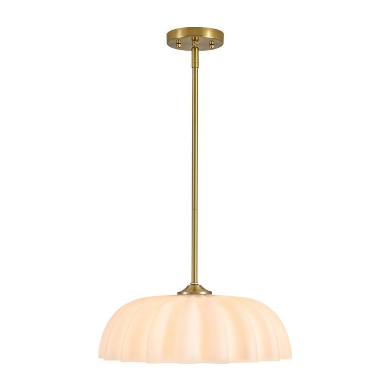 Chic Modern 1-Light Shell Scalloped Glass Single Pendant - 15.7 in