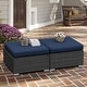 preview thumbnail 24 of 22, FINCATI Outdoor Wicker Ottoman (Set of 2) with Cushions Boho Patio Metal Frame Footrest for Porch, Balconies