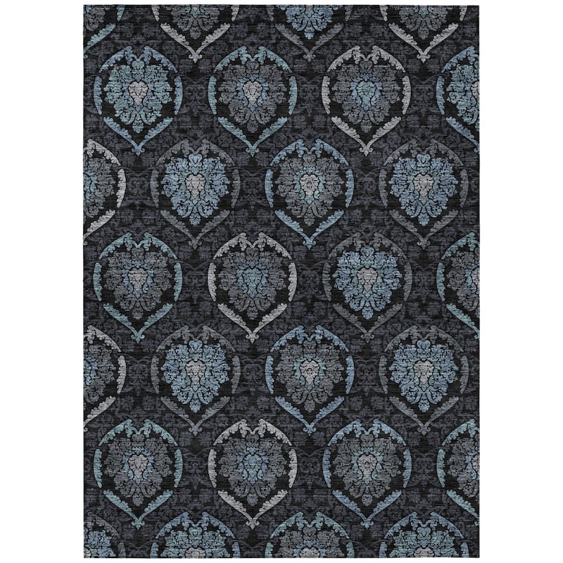 Machine Washable Indoor/ Outdoor Chantille Traditional Damask Rug