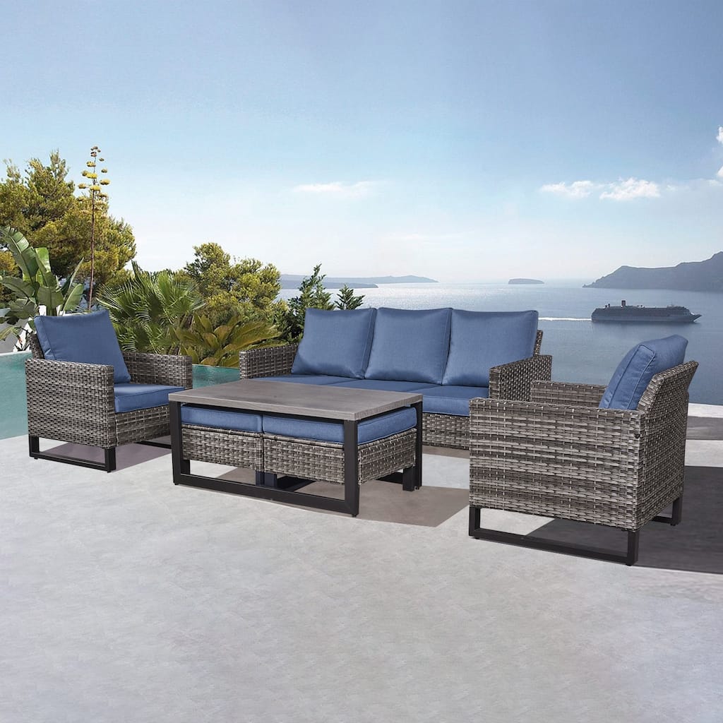 Gymojoy 6-Piece Outdoor Furniture Sofa Table Set With Cushions