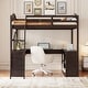 preview thumbnail 12 of 13, Full Size Wooden Loft Bed with U-shaped Desk and Tri-fold Mirror