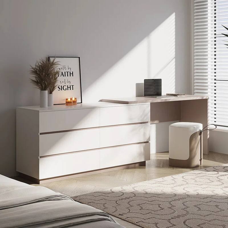 Expandable Double Dresser Desk for Home And Office With 6 Drawers