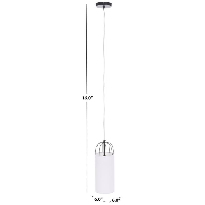 SAFAVIEH Lighting Navi Pendant Adjustable Pendant Hanging Light Fixture - White/Black - 6"W x 6"D x 16"H
