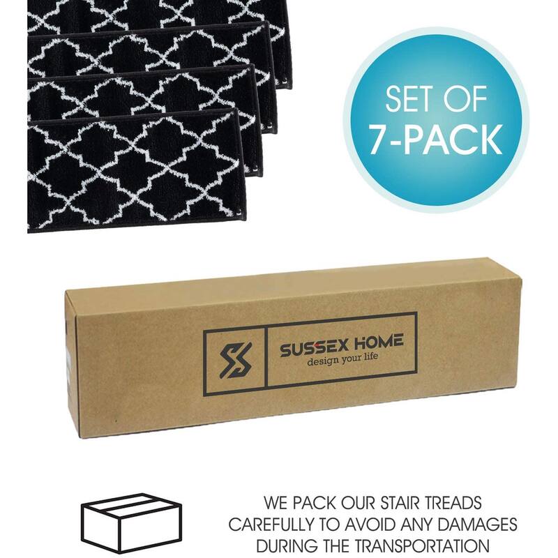 SUSSEXHOME Geometric Stair Treads with Easy to Install Double Adhesive Tape 9" x 28"