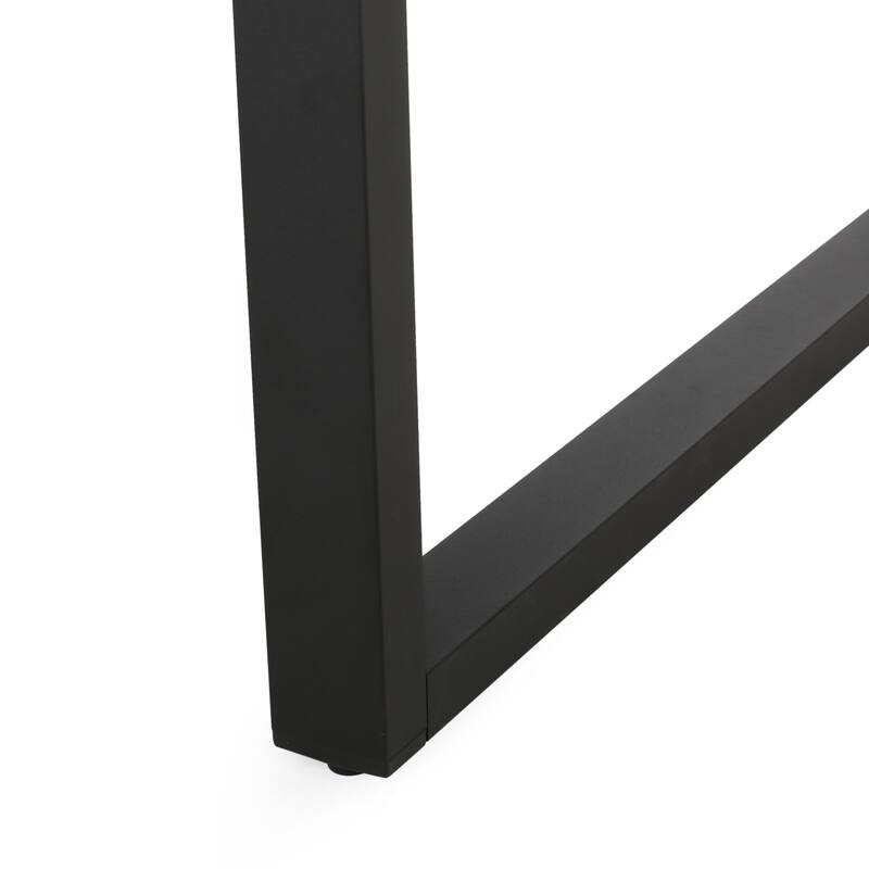 Aluminum Dining Table Slatted Top U Shaped Legs Outdoor Patio