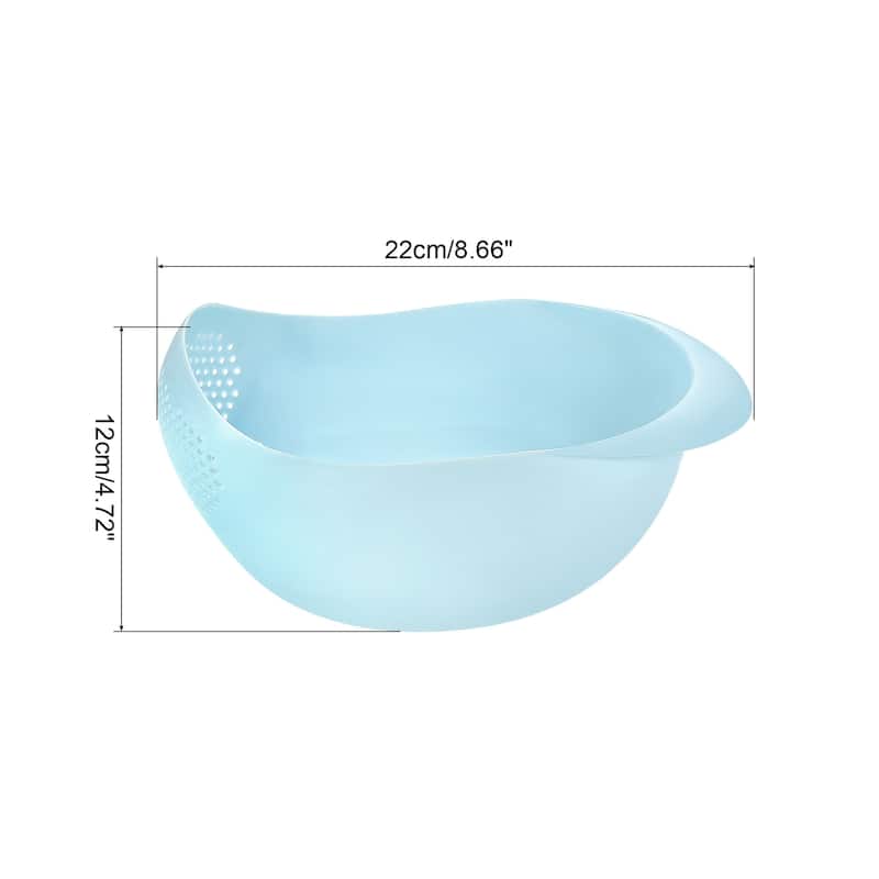 Kitchen Rice Drain Bowl Fruit Washing Basket Rice Sieve Plastic Colander-Blue - Blue