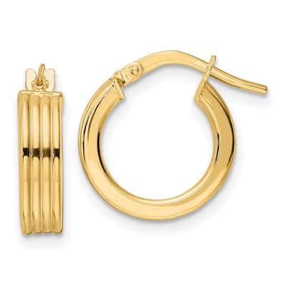 Curata 14k Yellow Gold Polished Twisted 14.5x4mm Round Hoop Earring