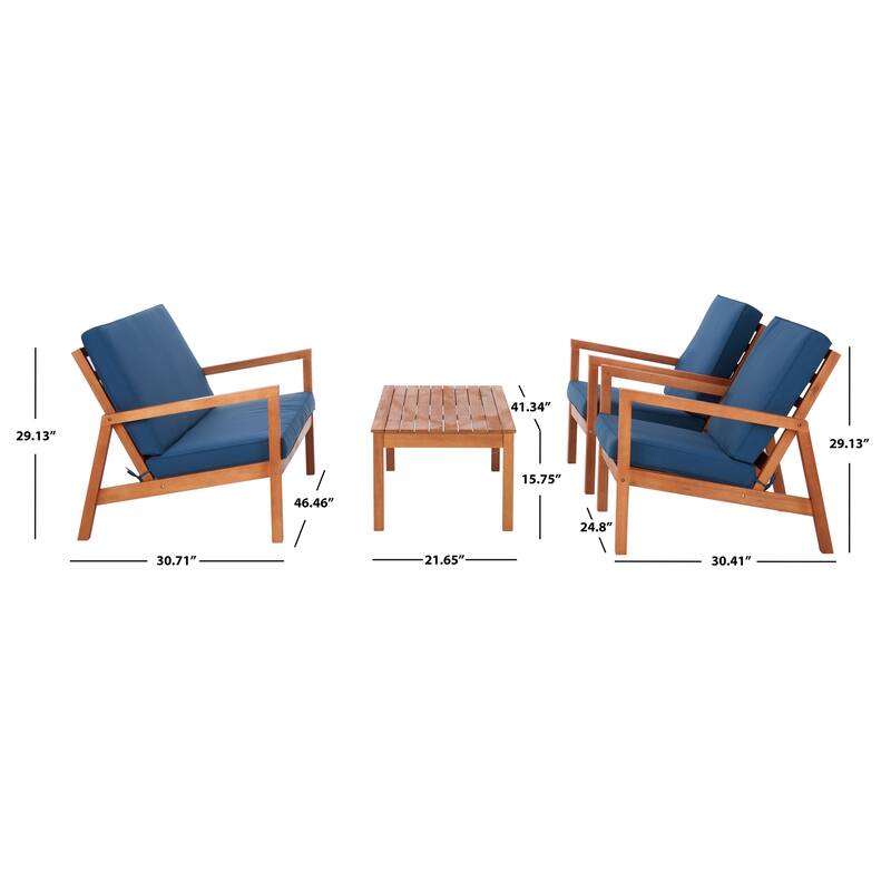 SAFAVIEH Outdoor Giana 4-Piece Living Set - 46W x 29D x 31H