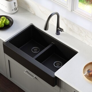 Karran Retrofit Apron Front Quartz Double Bowl Kitchen Sink