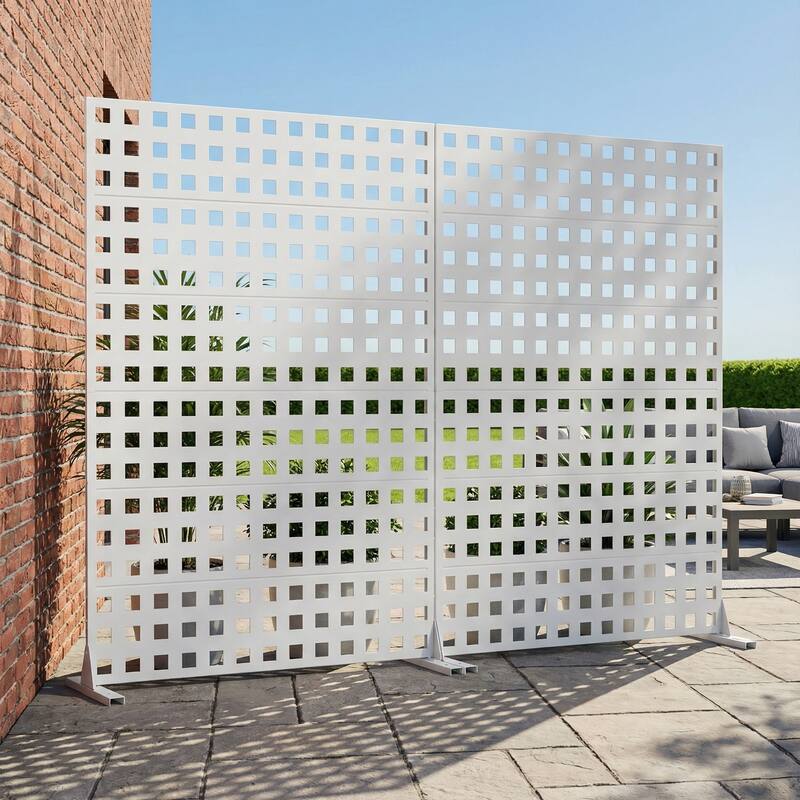 Outdoor Rectangle Privacy Screens Metal Screen Fence Panel Set of 2