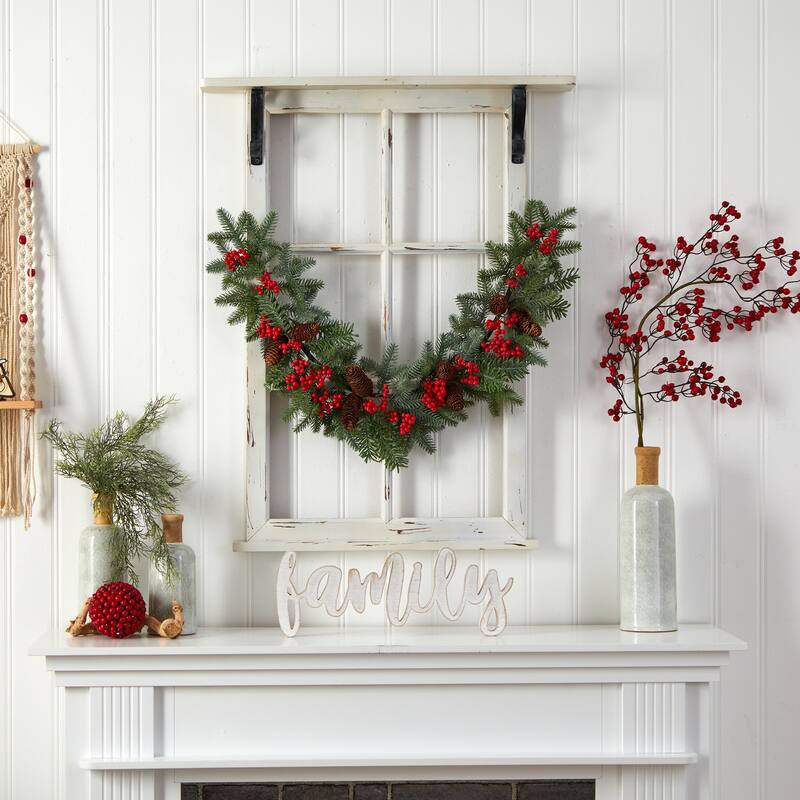 Christmas Garland 40" Holiday Decor - Artificial Pine, Berries, Pinecones for Indoor Use - 40