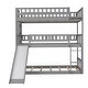 preview thumbnail 9 of 7, Gray Triple Bunk Bed with Slide and Built-in Ladders