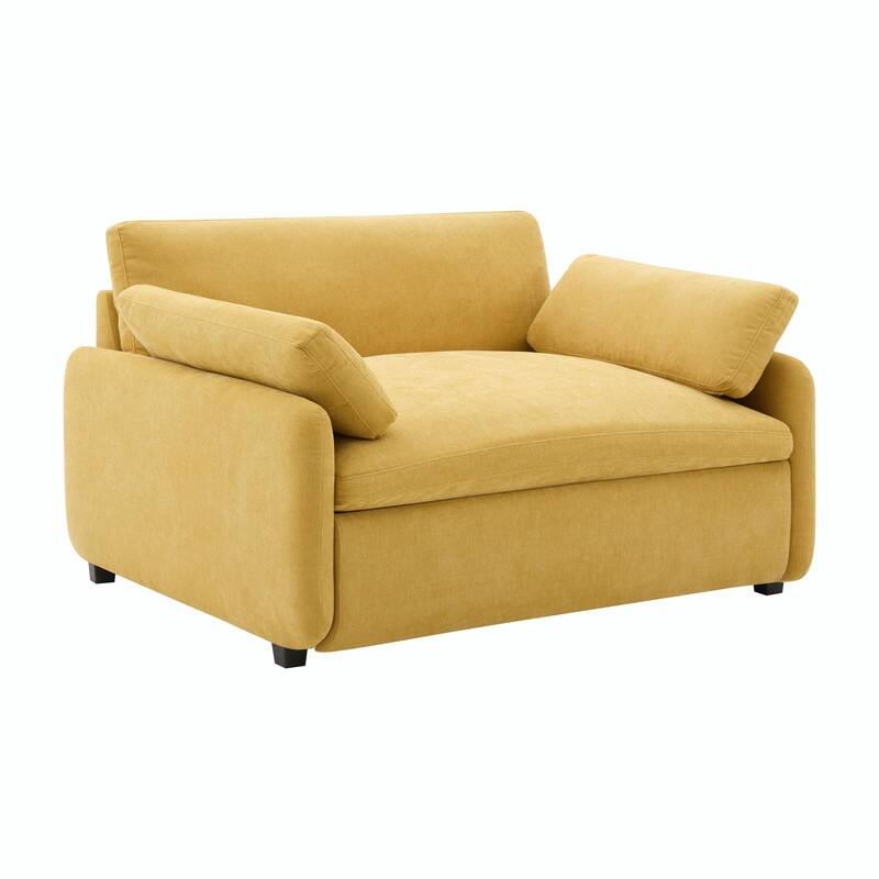 50" x 43" Oversized Chenille Accent Chair, Wide Deep Seat Upholstered Lounge Armchair with Pillows