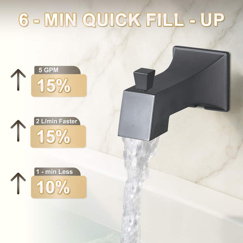 WOWOW Integrated Diverter Square Bathtub Spout in Modern