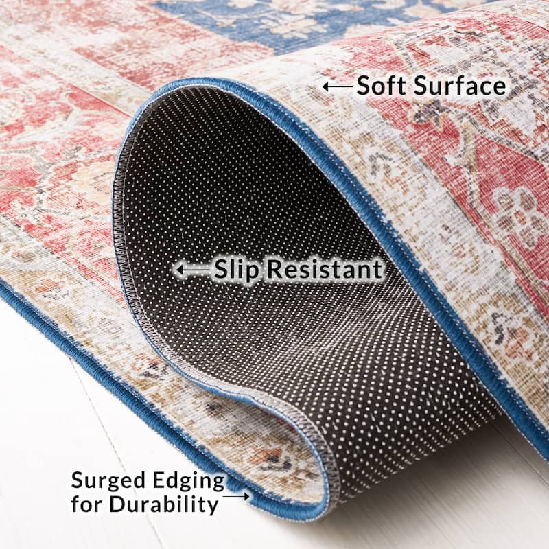 SAFAVIEH, Tucson Machine Washable Slip Resistant Queenie Oriental Medallion