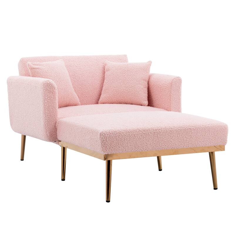 Pink Chaise Lounge Chair /Accent Chair with Ottoman