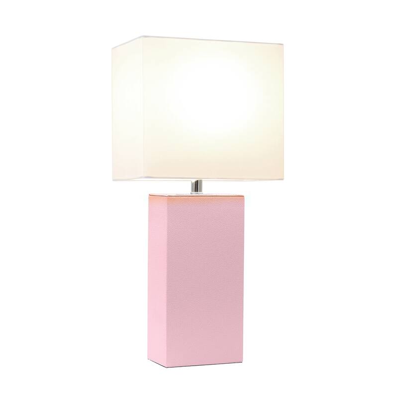 21 in. Brown Finish Table Lamp with Pink Shade, Sturdy Table Lamp for Living Rooms and Bedrooms